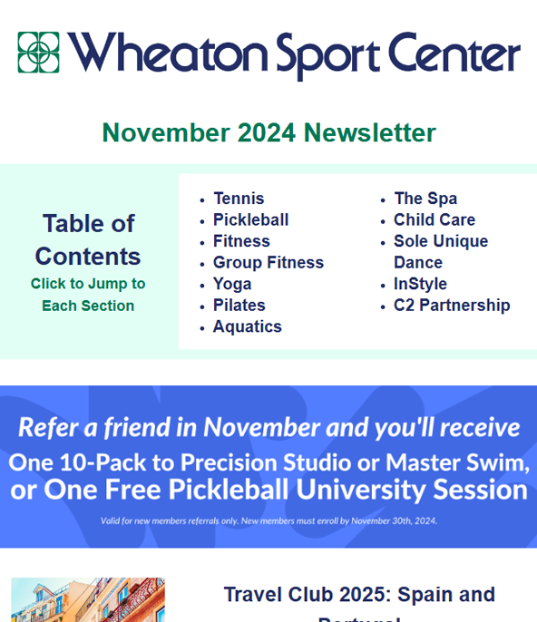 Wheaton Sport Center 2024 November Newsletter